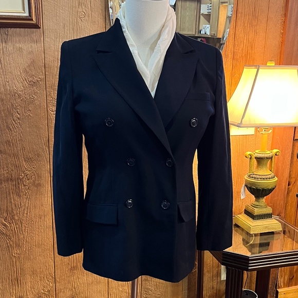 Jones New York navy wool double breasted blazer size 14P - Picture 2 of 6
